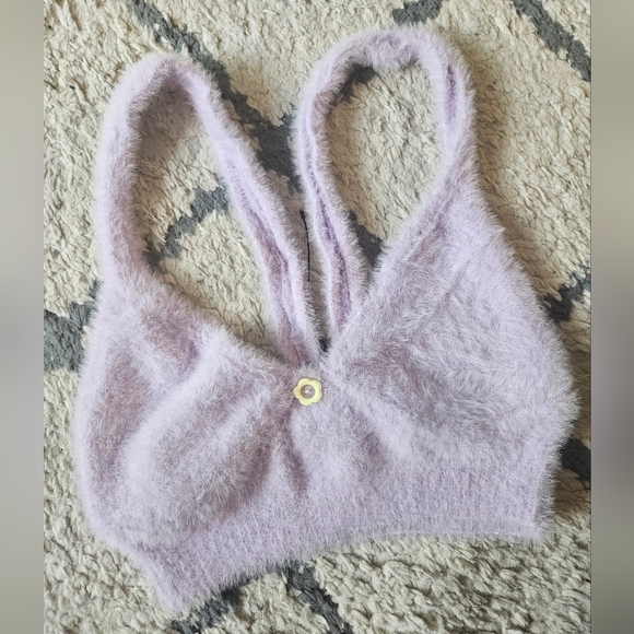 For Love And Lemons Lilac Fuzzy Devon Bralette Medium - Picture 3 of 8